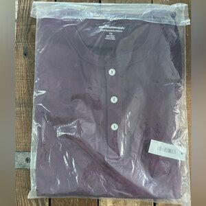 Amazon Essentials Men's Long Sleeve Henley in Deep Purple